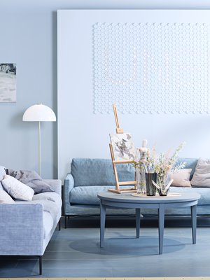 Glorian Kodin Habitare-osaston suunnitteli lehden sisustustoimittaja Anna-Kaisa Melvas. Luca-sohvat ovat Interfacen.