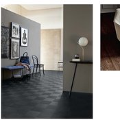 1. Tarkettin Noble-malliston Tammi Broadway -mosaiikkiparketti näyttää tyylikkäältä tummana, 89 e/m2, Tarkett. 2. Timberwisen tummanruskea Tammi Classic Eben -parketti on harjattu ja mattalakattu. Sen pinnassa näkyy, kuinka harjaus tuo puun syyt esiin, 85 e/m2, Timberwise. 3. Kährsin Chevron-parketti on astetta hienostuneempi kuin perinteinen kalanruotoparketti, 116,40 e/m2, Kährs.