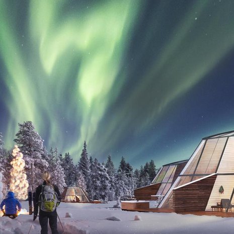 Snowman World Glass Resortin lasikotia. 