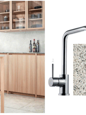 1 Kvänumin Intro-keittiössä yhdistyvät ajattomat materiaalit aikaa kestävään muotoiluun, creanno.fi. 2 Tapwellin Evo-hana kromisena on klassinen valinta, 449 e, Tapwell. 3 Tulikiven graniititasot ovat kestävä valinta ja sopivat vaaleaan skandinaaviseen keittiöön ja puupintoihin. Kuvan taso TK-407 Bianco Sardo, tiedustelut tulikivi.fi.