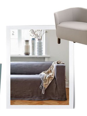 1. Vanha sohva päivittyy uusilla jaloilla. Estelle 220-jalkoja saa useissa väreissä, 91 e / 4 kpl, prettypegs.com. 2. Rento pellavairtopäällinen muuttaa hetkessä ryhdikkään Klippan-sohvan tyylin. 409 e, bemz.com.   3. Tanskalainen arkkitehti Flemming Lassen suunnitteli Mingle-sohvan jo vuonna 1935, 2 699 e, bylassen.com.