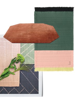 1. Saanan ja Ollin suunnittelema matto, 160 x 230 cm, 175 e, shop.finarte.fi. 2. &traditionin The Moor Rug -matto 1 799 e, Formverk. 3. Trace-matossa on trendivärit, 140 x 195 cm, 540 e, Normann Copenhagen.
