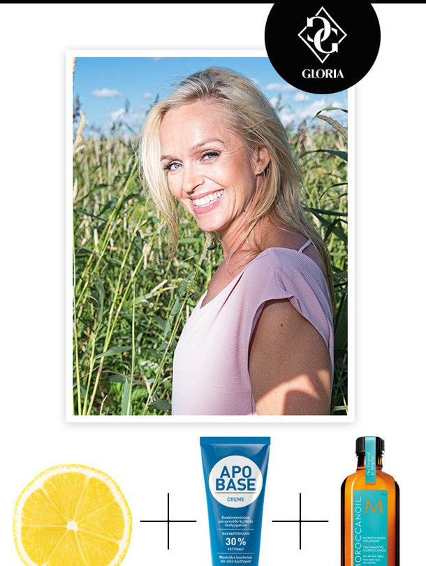 Anun luottotuotteet: sitruuna, Apobase-voide ja Morocconoil-hiusöljy.