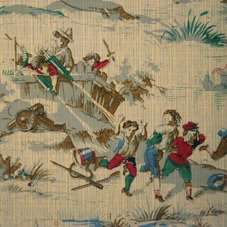 Suutarin talossa; vanha vintage tapetti; leikkivät lapset Suutarin talossa; vanha vintage tapetti; leikkivät lapset